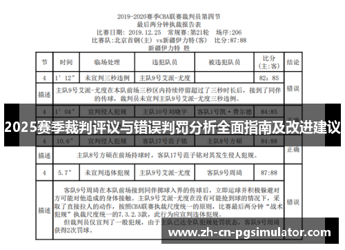2025赛季裁判评议与错误判罚分析全面指南及改进建议